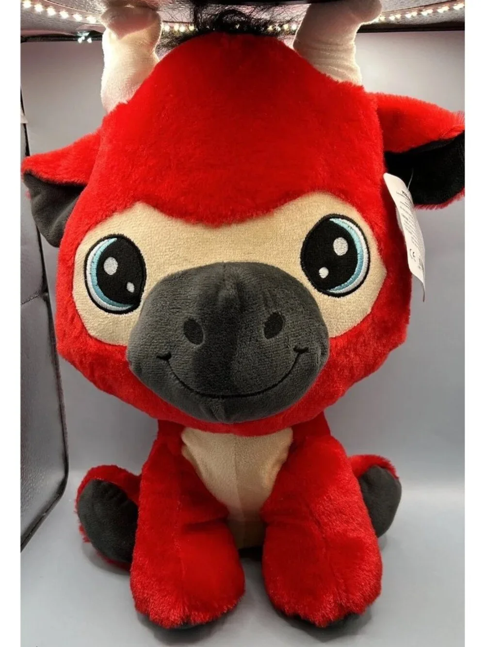 Peek a Boo Toys Red Bull Plush Stuffed Animal With Tag 16” Read